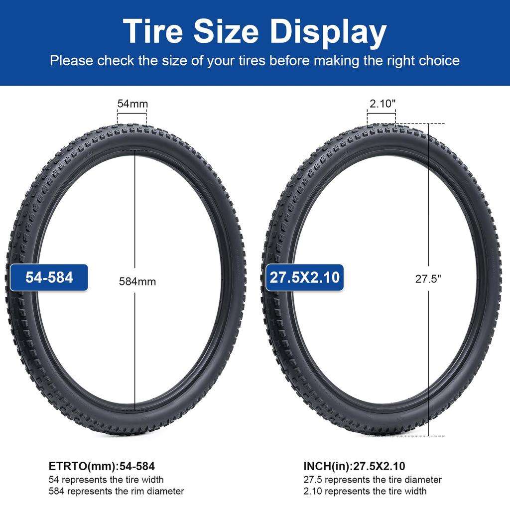 FengCan 27.5x2.10 Tire, 27.5x2.10 54-584 Bicycle Tire, Suitable for 27.5-inch Mountain Bikes and Cross Bikes, 2.10-inch Section Width (BQ039)