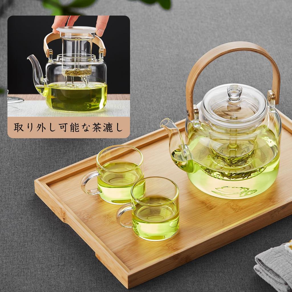 Чайник Pokaro Tea, Жаропрочное Стекло, Стильный Чайник, Прозрачный Стеклянный Чайник, Объем 1000 мл, Термостойкий, со Стеклянным Ситечком для Чая, Ranzawa