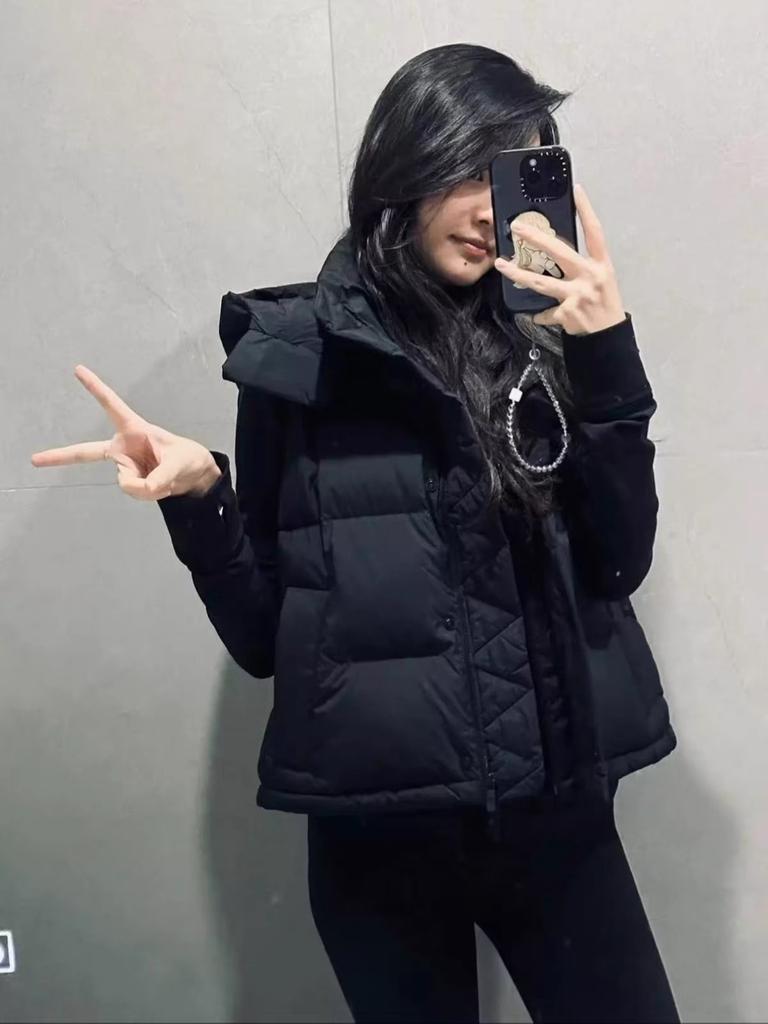 Winter new hooded down cotton vest women's short loose casual wear vest