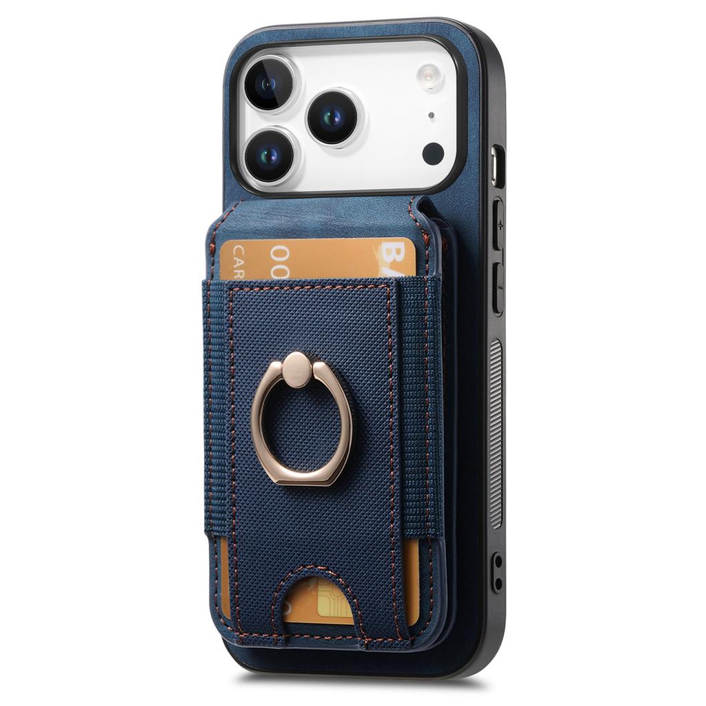 For iPhone 17 Pro Case Compatible with MagSafe Leather Back Cover with Detachable Card Holder Kickstand