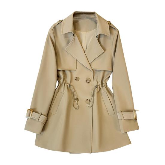 Зимняя женская куртка с длинными рукавами, эластичным шнурком на талии, карманами, ветровка, двубортное пальто средней длины