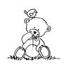 Rubber Stamp - ARTEMIO - F - Bear and Bird - 6x5 Cm - Multicoloured