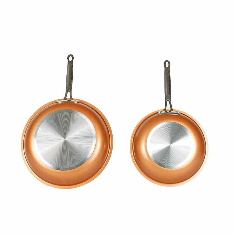 Сковорода медного цвета с антипригарным покрытием, круглая сковорода с двойным дном, индукционная плита, алюминиевая сковорода, сковороды для приготовления омлета и стейка