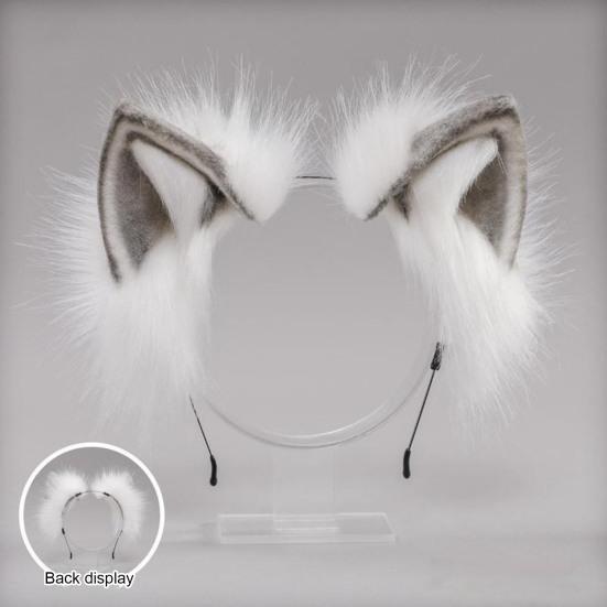 Повязка на голову из искусственного меха лисы с кошачьими ушками в плюшевом стиле для ролевых игр, переодевания, ручной работы, повязка на голову, реквизит для косплея