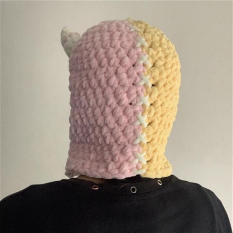 Pure Hand Knitted Skull Funny Polygonal Hat Balaclava Adult Hat