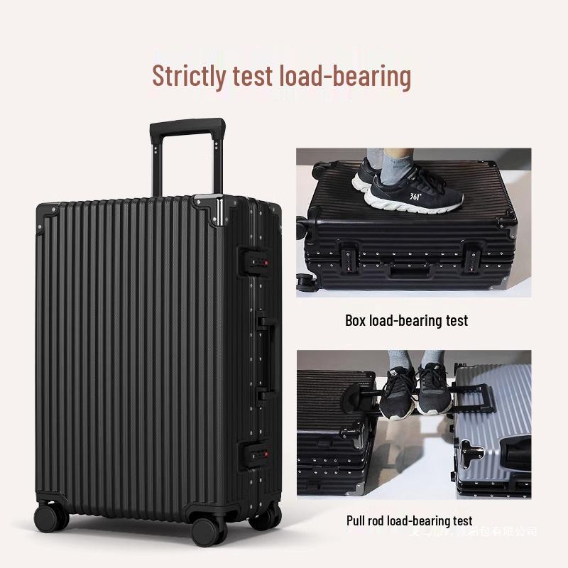 Ping Travel Suitcase: Large Capacity 28-Inch Leather Trolley with Lock for Men and Women, Compact Carry-on for Students.