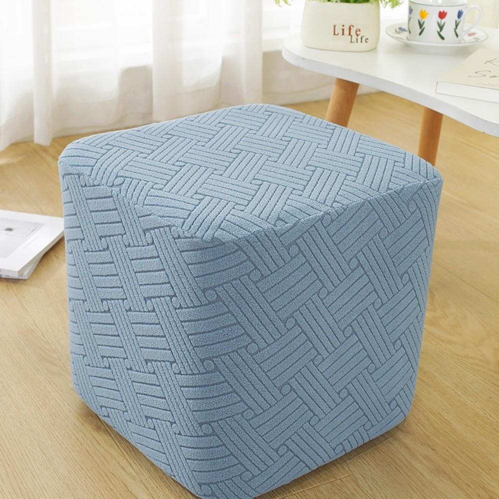 T-Shape Jacquard Ottoman Cover Solid Color Footrest Slipcover New Square Stool Cover Home Decor