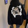 Men Women Hoodies Winter Fun Cat Print Hooded Sweater Couple Loose Plus Velvet Hooded Sweater