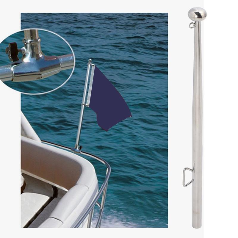 Boat Flag Pole 610mm Length Stable 316 Stainless Steel Rail Mount Flag Pole for Marine Yacht RVs