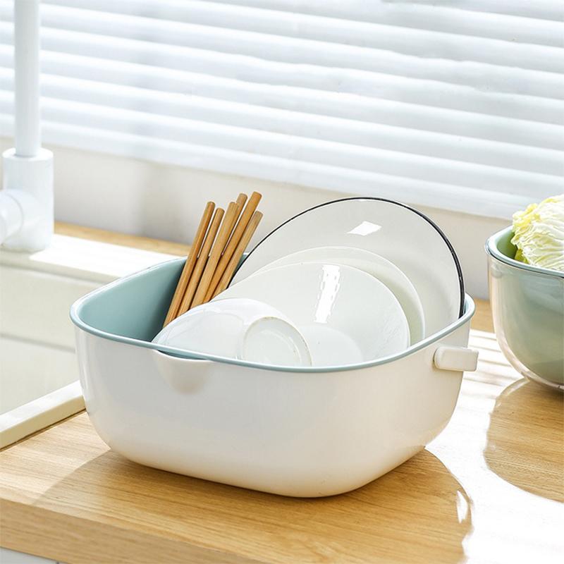 Handheld Double-layer Drainage Basket, Fruit and Vegetable Basket, Kitchen Storage Basket, Household Fruit Basket.