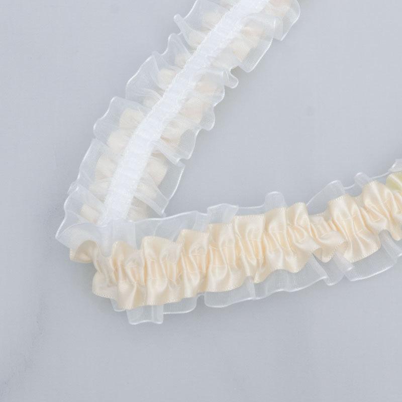 Элегантная двойная полиэстеровая эластичная лента прозрачный шифон кружево Лолита юбка аксессуары ручной работы сделай сам оборки кружева украшения для дома