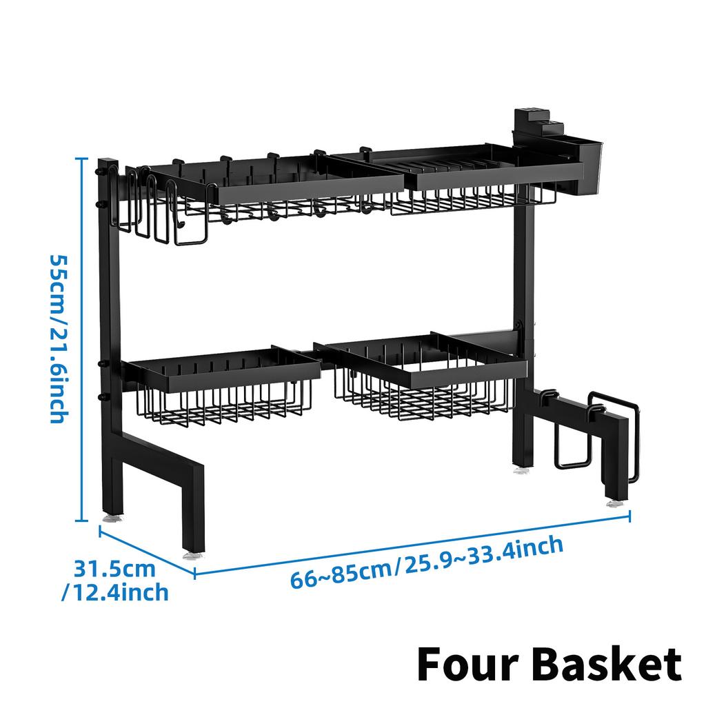 Подставка для сушки посуды, Телескопическая выдвижная подставка для хранения посуды над раковиной, Не требует пробивания отверстий, Подходит для кухонных принадлежностей