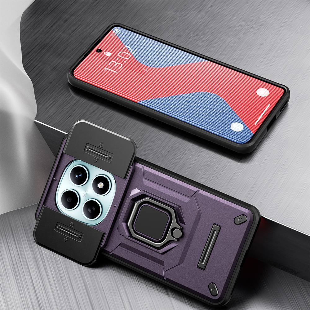 KEYSION Ударопрочный чехол для Xiaomi Redmi Note 15 Pro+ 5G Защита сдвижной камеры Металлическое кольцо-подставка Чехол для телефона для Redmi Note 15 4G 5G