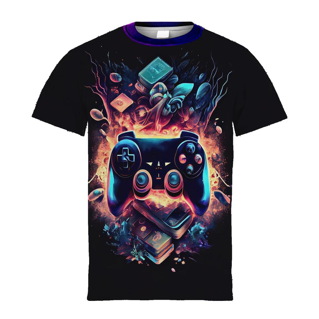 Детский топ, стильная красочная футболка с 3D-узором для геймпада, футболки с коротким рукавом для детей, повседневные футболки, классная одежда для мальчиков на лето