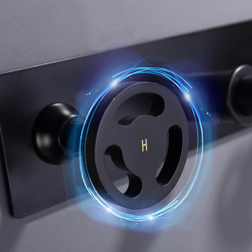 Смесители для раковины настенные в индустриальном стиле для ванной комнаты, смеситель для раковины, кран, 3 шт., черный кран с двумя ручками 20A16R