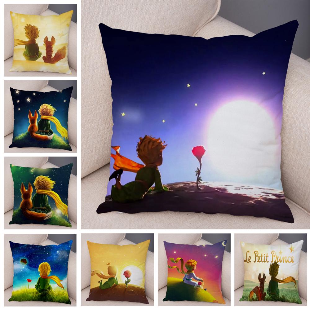 Little Prince Cushion Cover Decor France Anime Cartoon Print Pillow Case for Sofa Home Children Room Soft Plush Throw Pillowcase