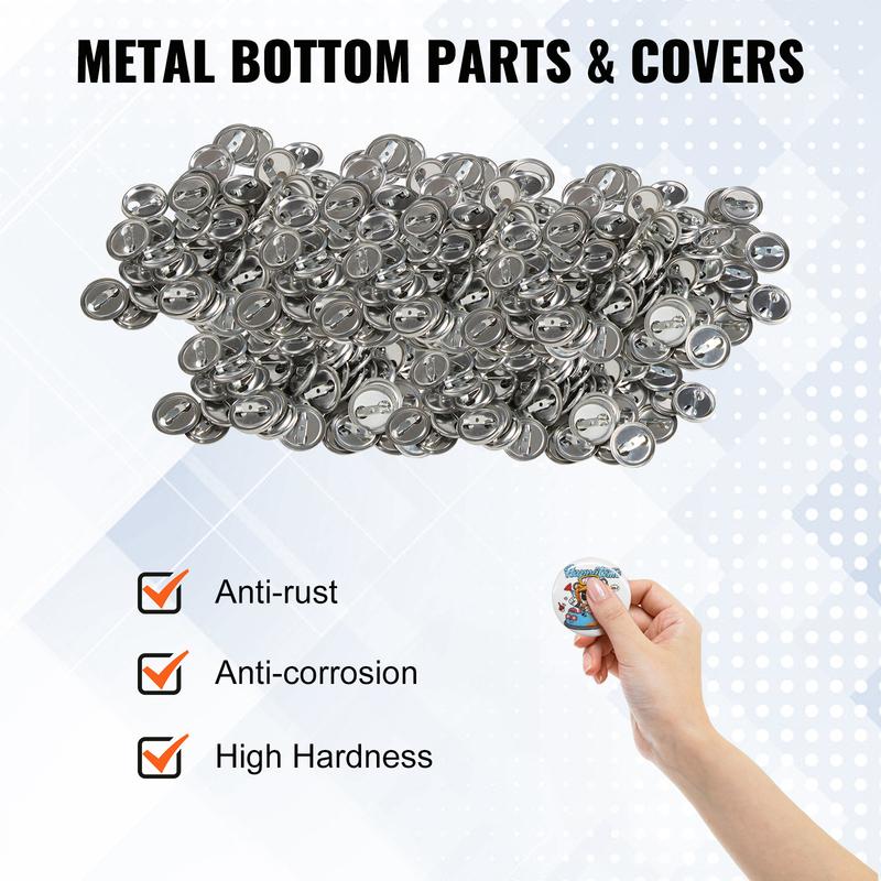 SucceBuy 25/32/58/75mm Button Badge Parts Supplies for Button Maker Machine 200/500Sets Metal and Plastic Pin Badges