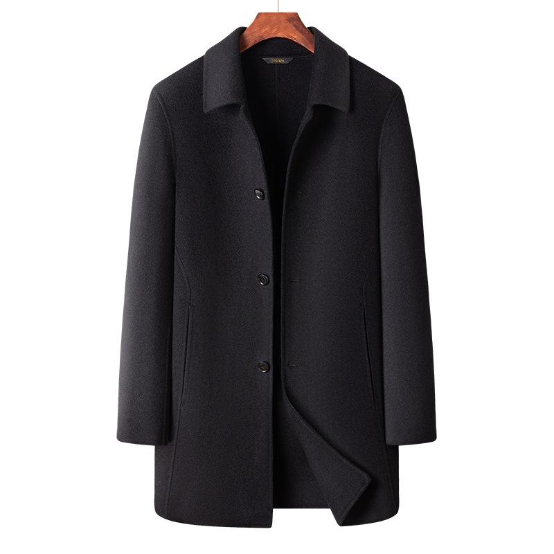 Full Wool Handmade Double-sided Woolen Coat Men's Comfortable and Soft Business Casual Medium and Long Men's Trench Coat