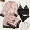 Women's Lace Satin Erotic Sleepwear Set
