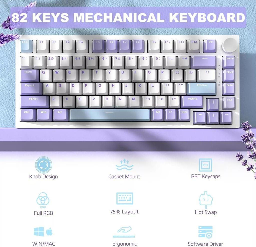 Ajazz AK820 Triple Mode Mechanical Keyboard Full Key Hot Swap Gaming Office