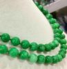 Длинное 32-дюймовое круглое ожерелье из зеленых нефритовых изумрудных драгоценных камней диаметром 8 мм с бусинами
