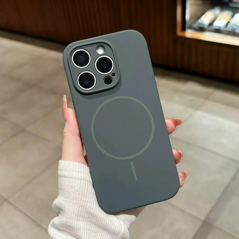 Для чехлов из жидкого силикона для телефона Для Для Iphone 17 16 1 14 13 12 Pro Max 16 Plus Air Case Магнитная крышка для беспроводной зарядки