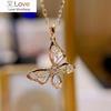 Graceful Butterfly Pendant Necklaces for Women Shiny Cubic Zirconia Female Necklace for Party Wedding Accessories Jewelry