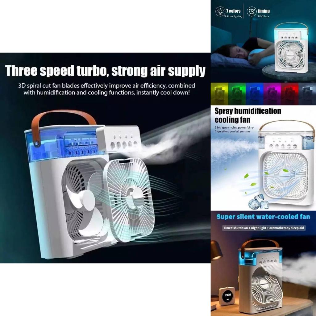 Миниатюрный настольный вентилятор с функцией распыления воды, питанием от USB, тихий портативный кондиционер для общежития и офиса, в пяти цветах.