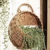 1 Set Flower Basket Handmade Weaving Multi-Function Rattan Wall Fence Hanging Pot Plants Holder for Garden