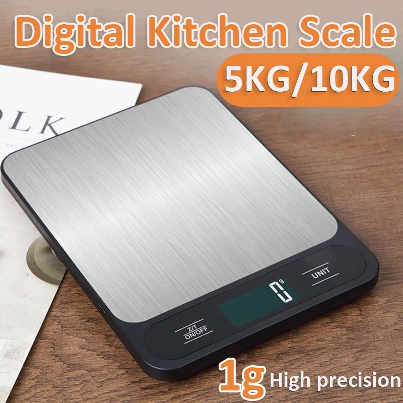 Цифровые кухонные весы 5/10 кг, высокая точность 1 г, ЖК-дисплей, электронные настольные весы для кухни, выпечки, ежедневного взвешивания