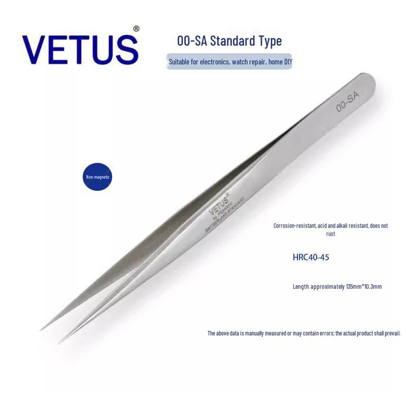 VETUS 00-SA High Precision Stainless Steel Non-Magnetic Acid-Resistant Multi-purpose Tweezers