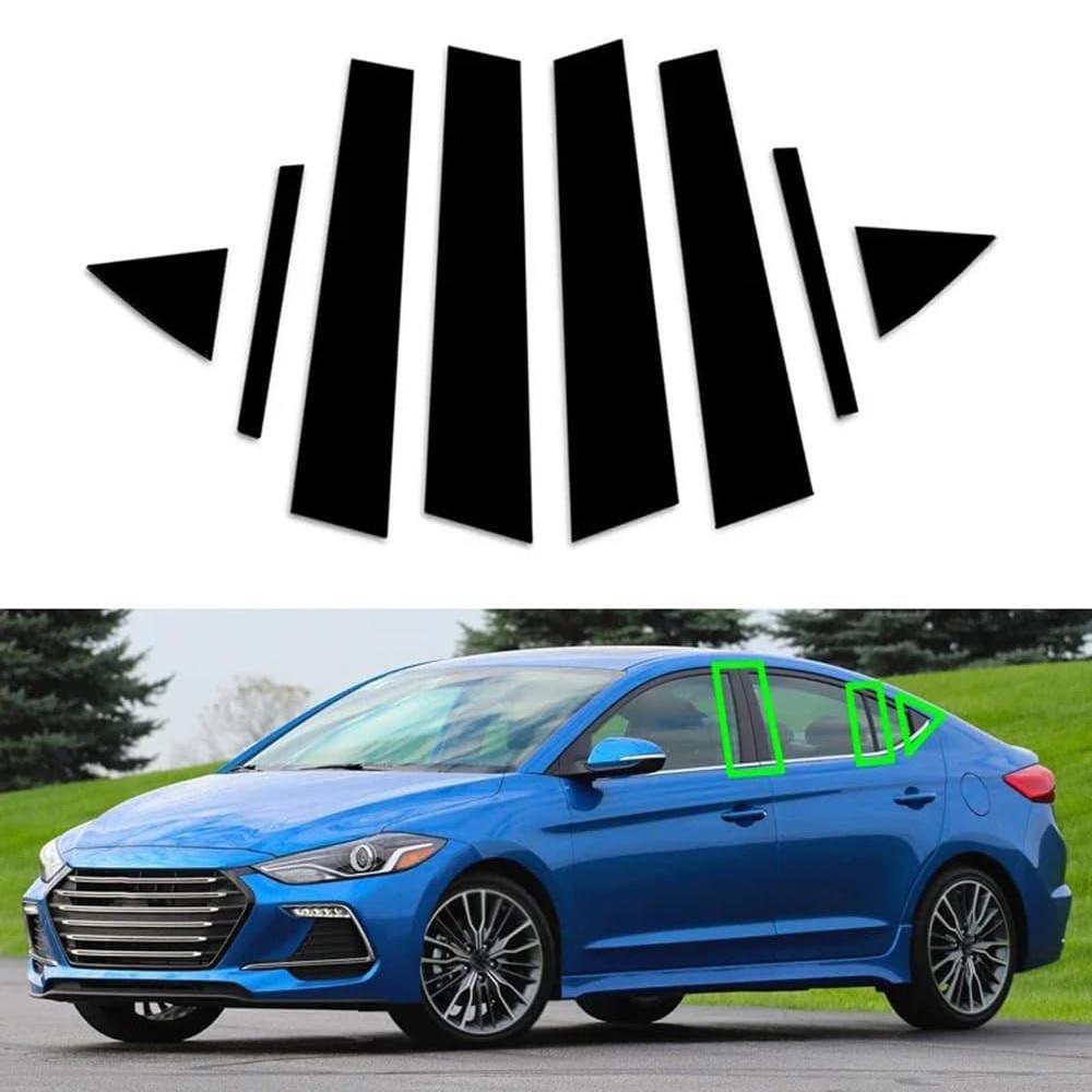 8x Glossy Black Pillar Posts Door Trim Cover For Hyundai Elantra 2017-2020 Sedan