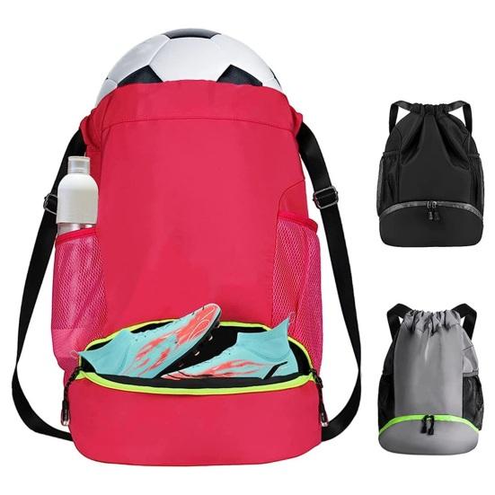 Баскетбольная сумка на шнурке Спортивный рюкзак Большой емкости Водонепроницаемая ткань Футбольный баскетбольный рюкзак-органайзер с регулируемыми ремнями