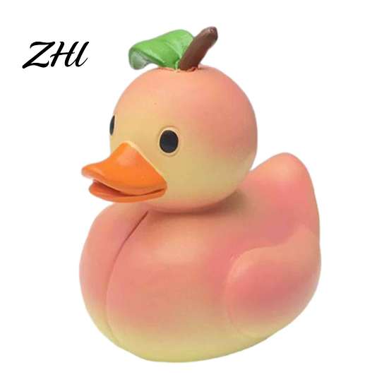Unique Gifts for Friends Adorable Fruit Duck Figurine, Resin Apple Strawberry Peach Banana Sculpture, Mini Cute Desktop Ornaments Desk Decor