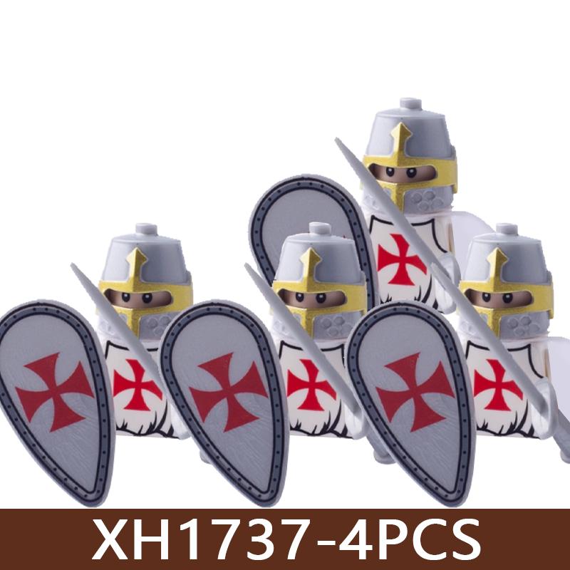 Medieval Castle Soldier Figures Building Blocks Military Roman Teutonic Hospital Knight Templar Warrior Infantry Bricks Toy Gift