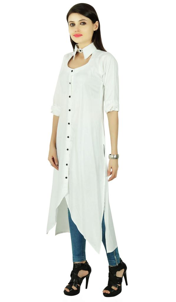 Bollywood Rayon 3 4 Sleeve Solid Kurti Women Ethnic Dress Tunic Top