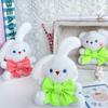 Adorable Bowknot Bear And Bunny Plush Keychain For Bags Cute Cartoon Stuffed Toy