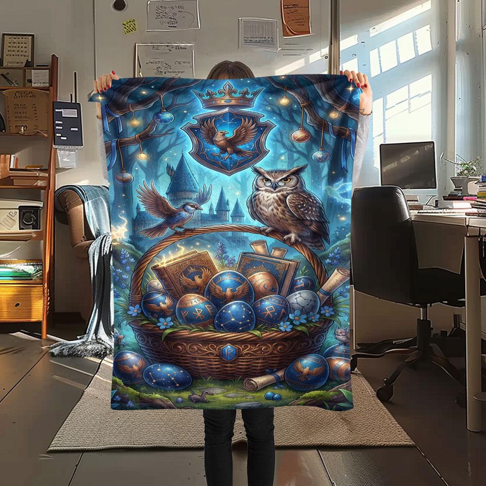 1Pc Easter Egg Print Flannel Blanket, High quality Comfortable for All Seasons, Home Decor, Warmth and Comfort, Perfect for Christmas Gifts