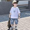 Boys' Summer Striped Short Sleeve Set 2026 New Style Handsome and Fashionable Little Boys' Summer Fashion Cool Wear with Jeans