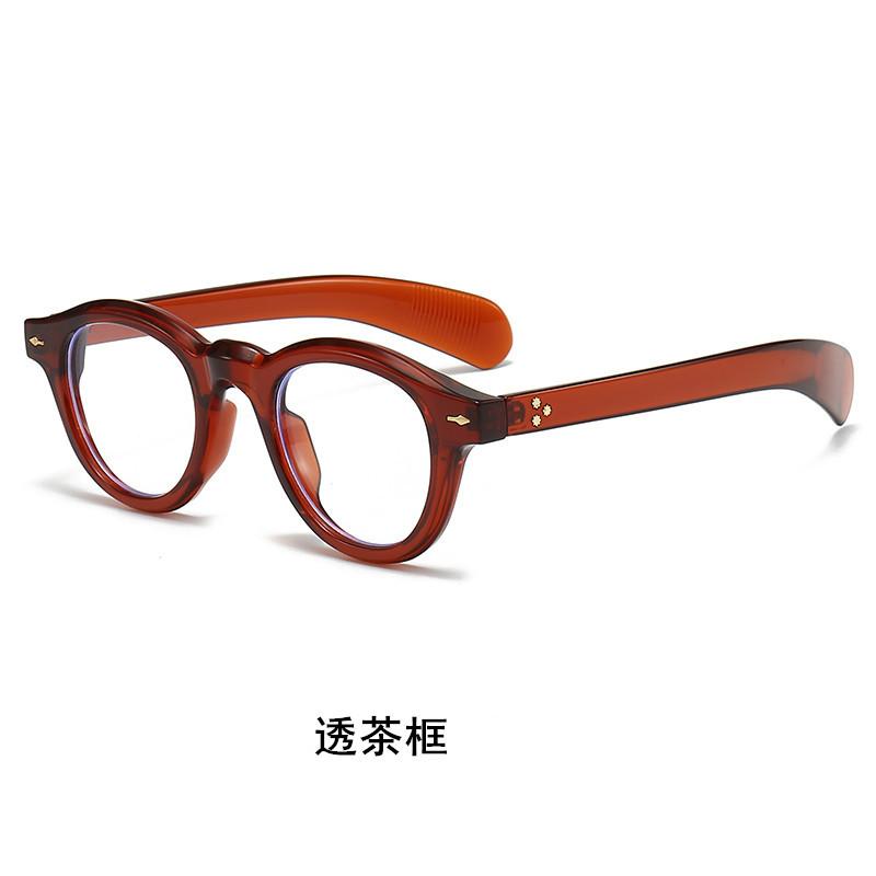 Oval flat glasses, women's eyewear, glasses frame with rivet embellishments