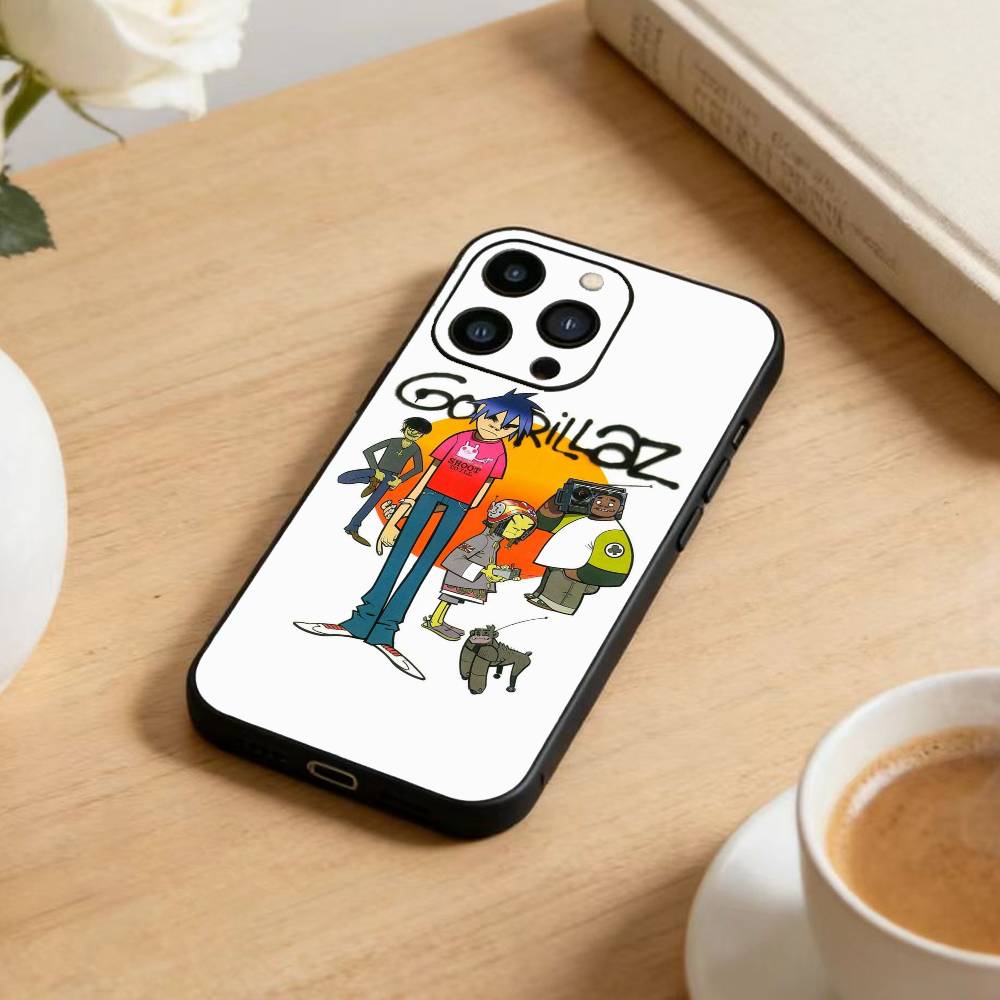 Комикс R-Rock Band G-gorillaz Чехол для телефона для iPhone 17 16 15 14 13 12 Max Plus Силиконовый Черный Чехол