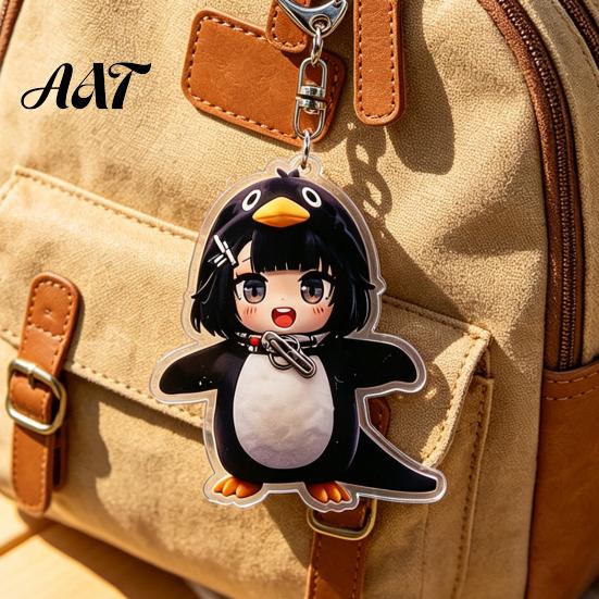 Car Key Ring Penguin Girl Acrylic Keychain, Double Sided Decorative Keychain Ring, Collectible with Lobster Clasp, Fans Gift Clasp