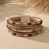 Colorful PU Leather Bracelet With Magnetic Buckle Multi-layer Wrap Bracelet Boho Style