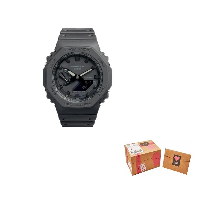 Casio Серия YOUTH Дуб Фермерский Черный Воин Водонепроницаемые и Ударопрочные Настраиваемый Кварцевый Механизм Ремешок из Смолы Японские и Корейские Часы GA-2100-1A1PR