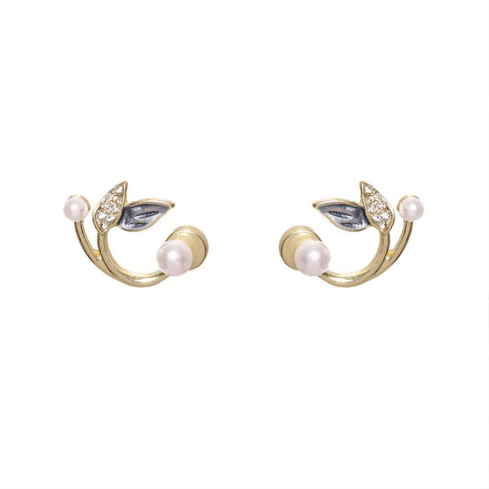 Earrings Tulip Rhinestone Jewelry Pearl Stud Earrings Korean Style Earrings Women Zinc Zinc Alloy Earrings