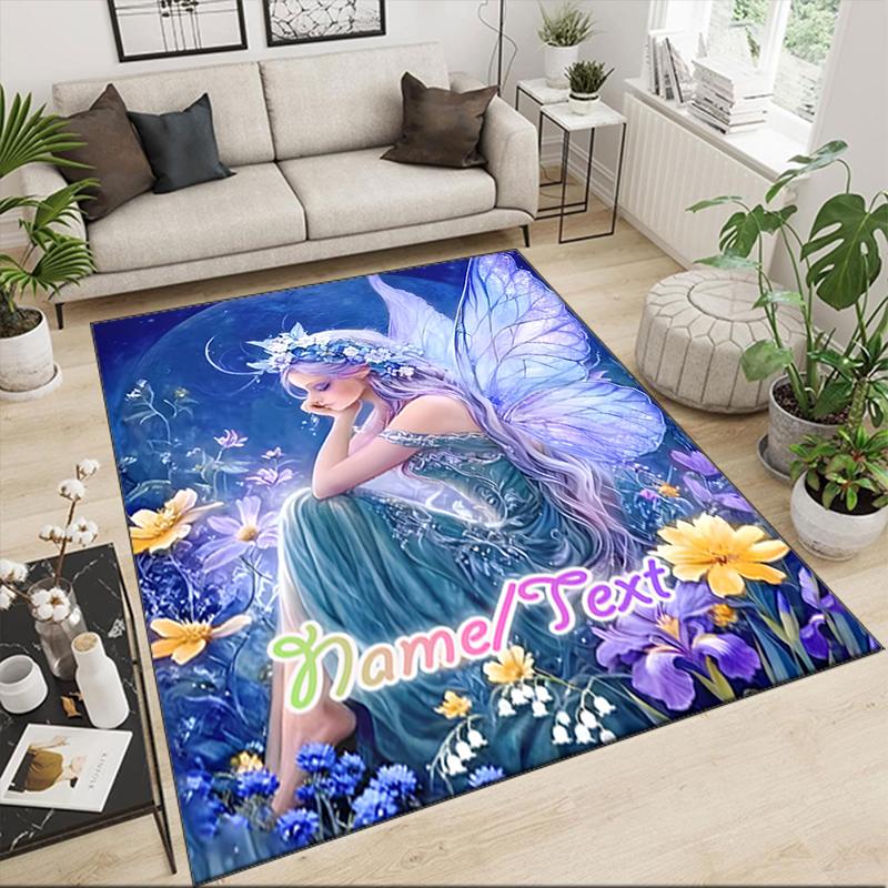 1PC Custom Name Fairy Dreams Moonlight Theme Floor Mat Ideal for Living Room, Game Rooms, Office, Bedroom,Floor Mat Playful Design