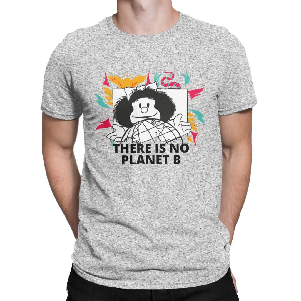 Mafalda There Is No Planet B T Shirt Men 100 Cotton Funny T Shirt Round Collar