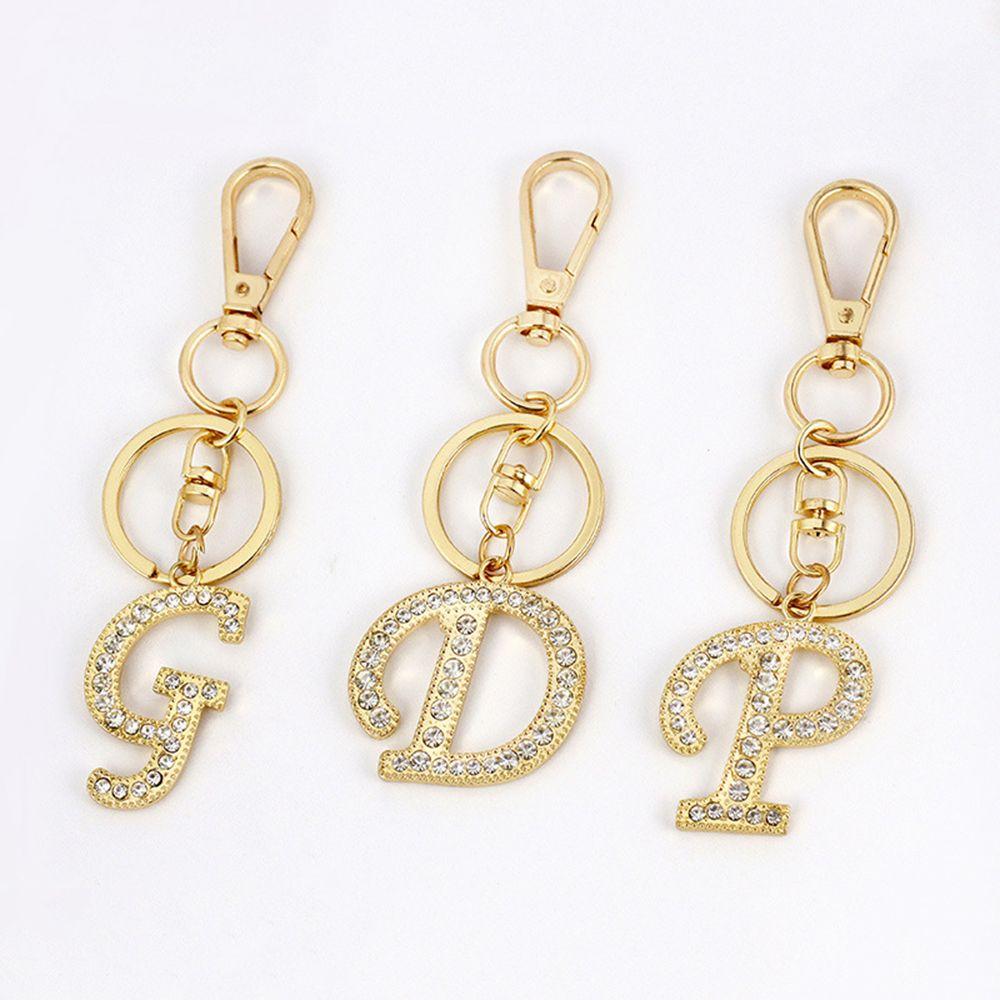 Handbag Charms Rhinestone Letter Key Chain Letter Pendant 26 Alphabet Key Ring Alphabet Keyring