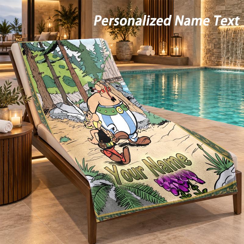 Asterix & Obelix Custom Name Beach Towel Large Soft Towel for Indoor Bathroom Outdoor Beach