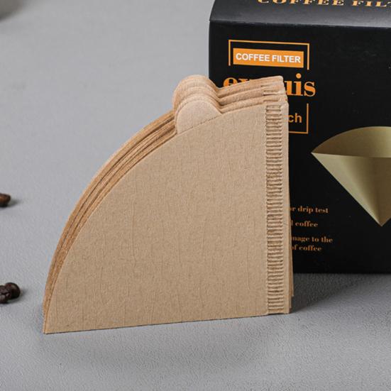 100 шт. одноразовые кофейные фильтры-конусы, неотбеленные натуральные фильтры, бумажные, гладкие кофейные аксессуары для кофемашины с функцией капельного заваривания, френч-пресса